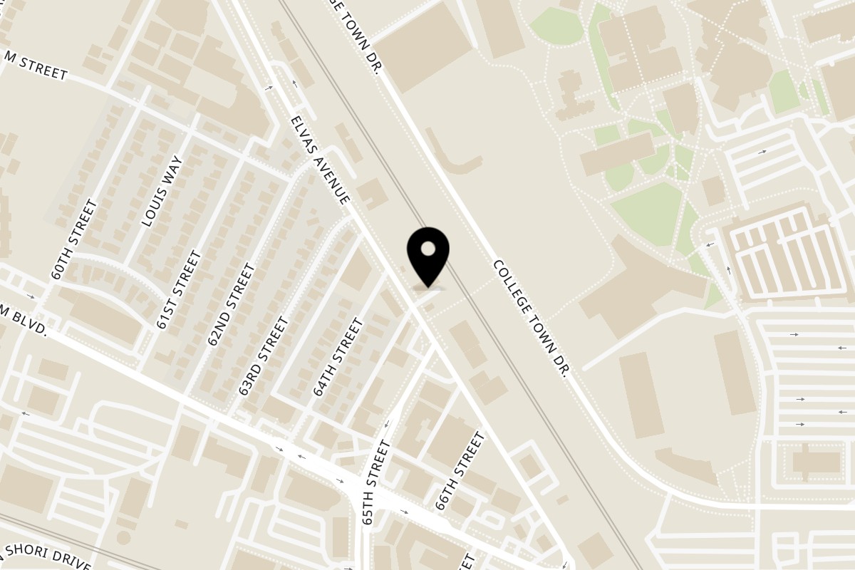 Map showing the location of Garden of Eat'n Sac State on 6415 Elvas Ave in Sacramento
